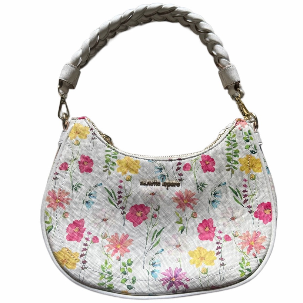 Nanette Lepore Cream Floral Braided-Handle Shoulder Bag